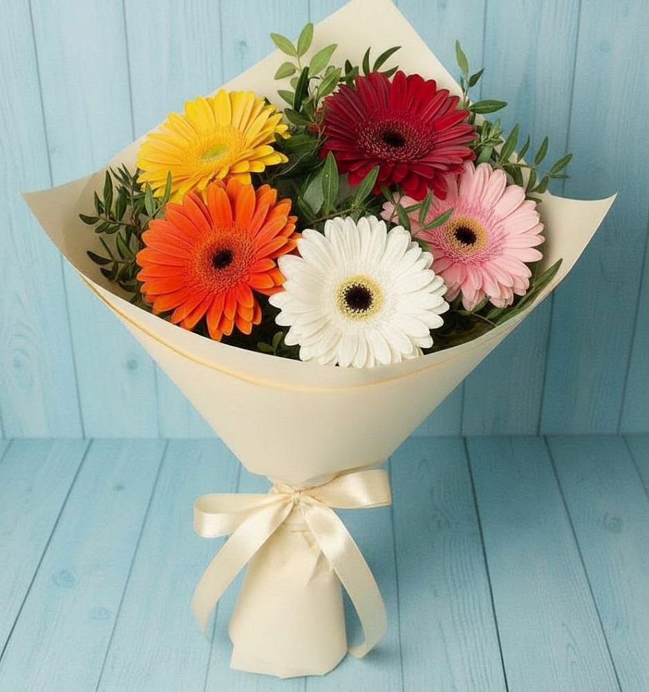 Букет цветов из: Герберы в Староджерелиевской