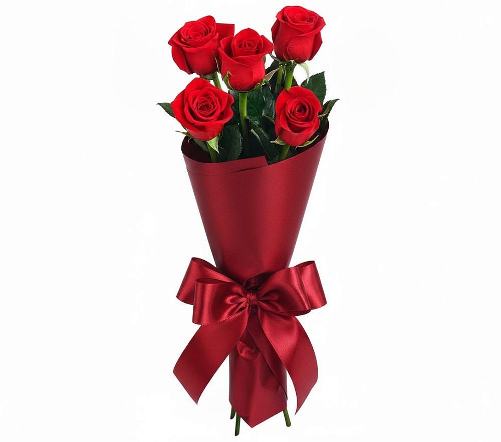 Букет 5 Красных роз Эдлесс Лав в Староджерелиевской