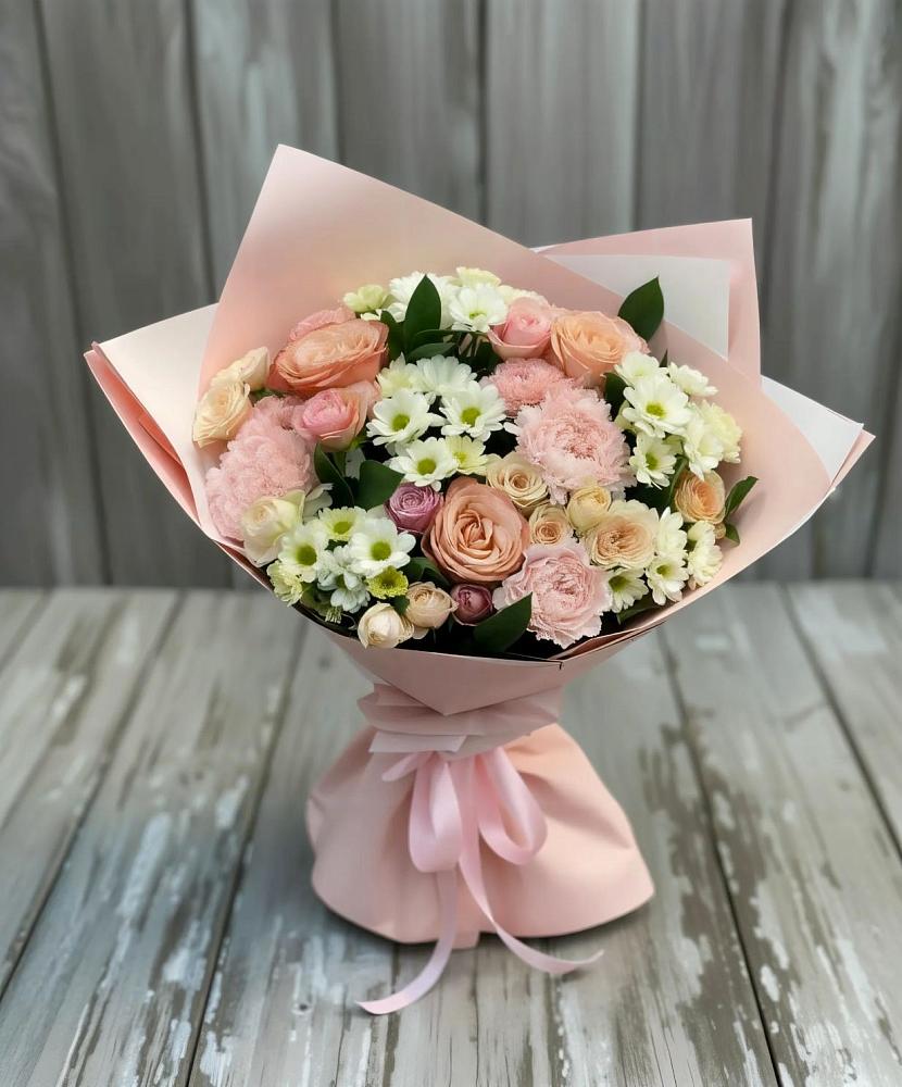 Букет цветов из: Гвоздики, Розы и Хризантемы в Староджерелиевской