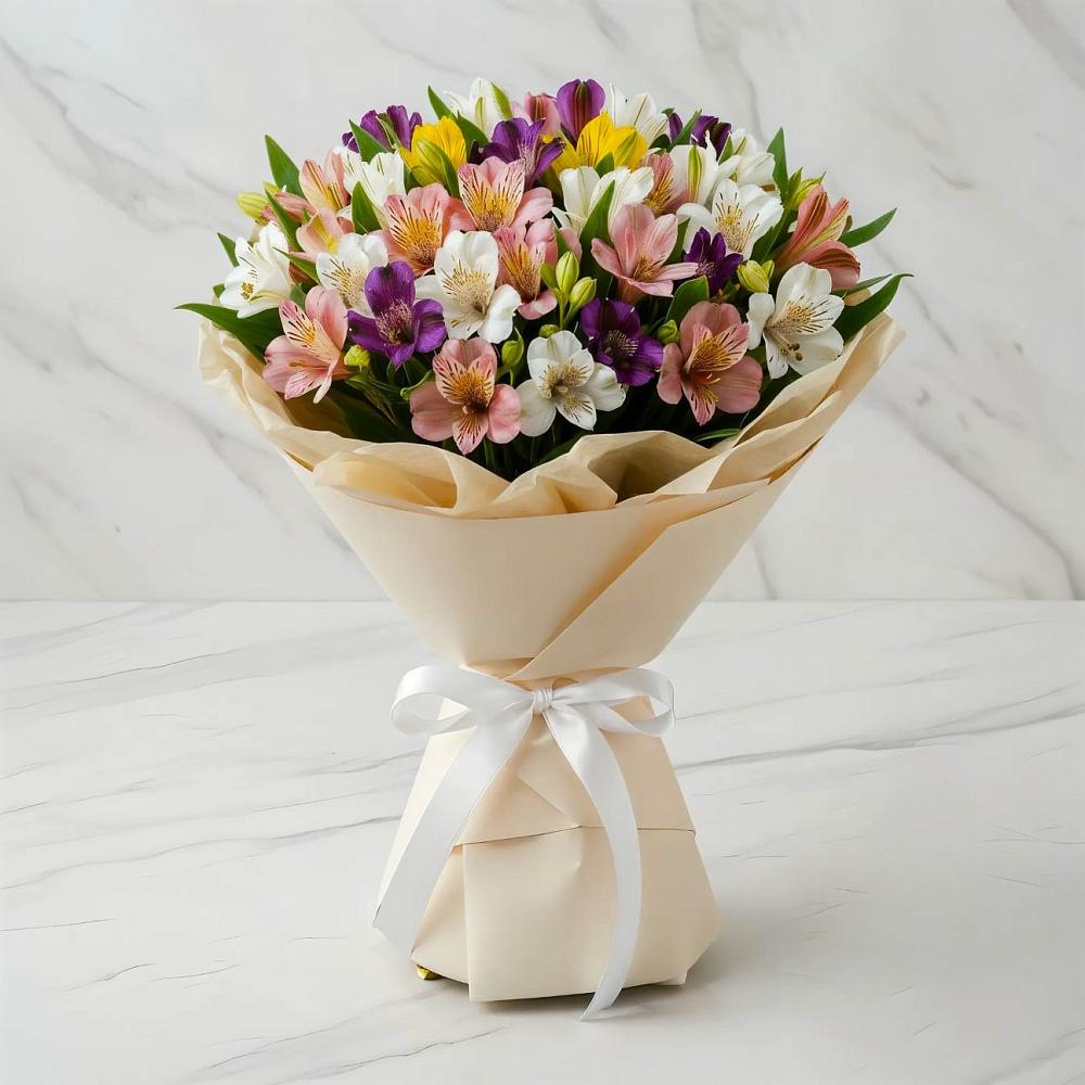 Букет цветов из: Альстромерии в Староджерелиевской