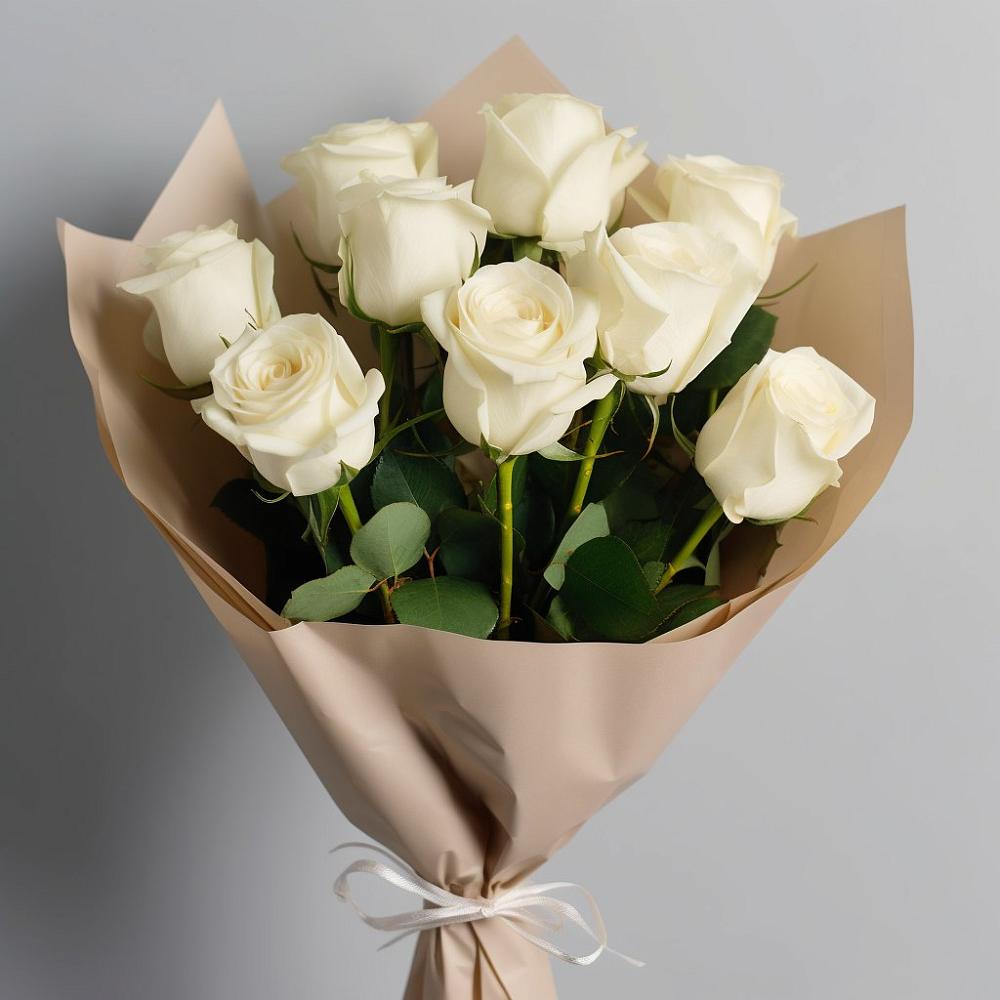 Букет 9 Белых роз Эдлесс Лав в Староджерелиевской