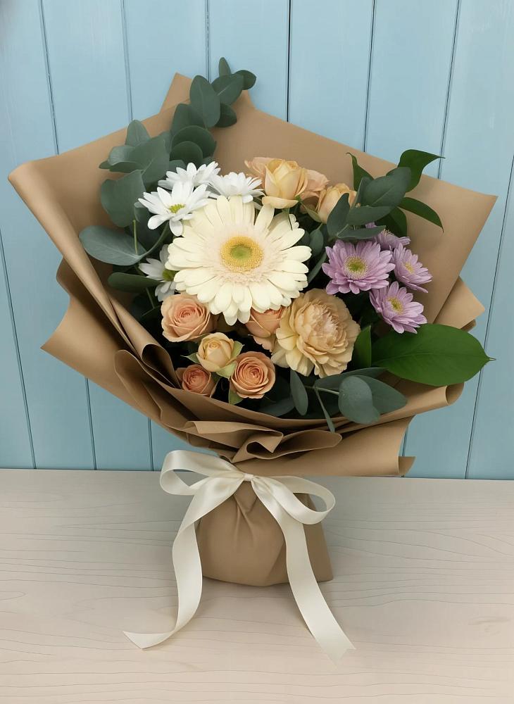 Букет цветов из: Герберы и Хризантемы в Староджерелиевской