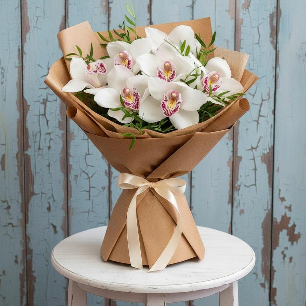 Букет цветов из: Орхидеи и Розы в Староджерелиевской
