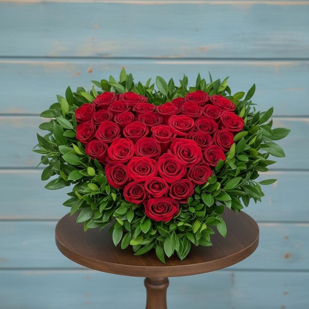 Цветочная композиция из Розы в виде сердца в Староджерелиевской