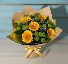 Букет цветов из:  Герберы и Хризантемы в Староджерелиевской