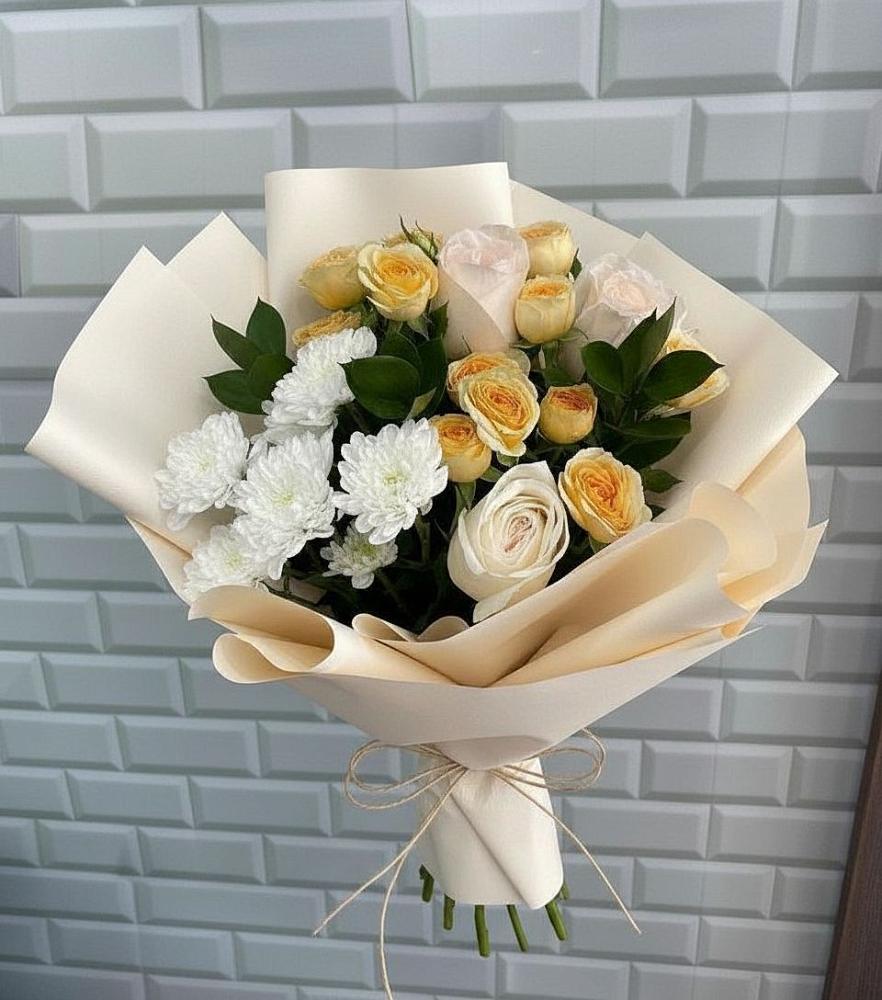 Букет цветов из: Розы и Хризантемы в Староджерелиевской