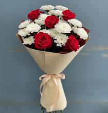 Букет цветов из:  Розы и Хризантемы в Староджерелиевской