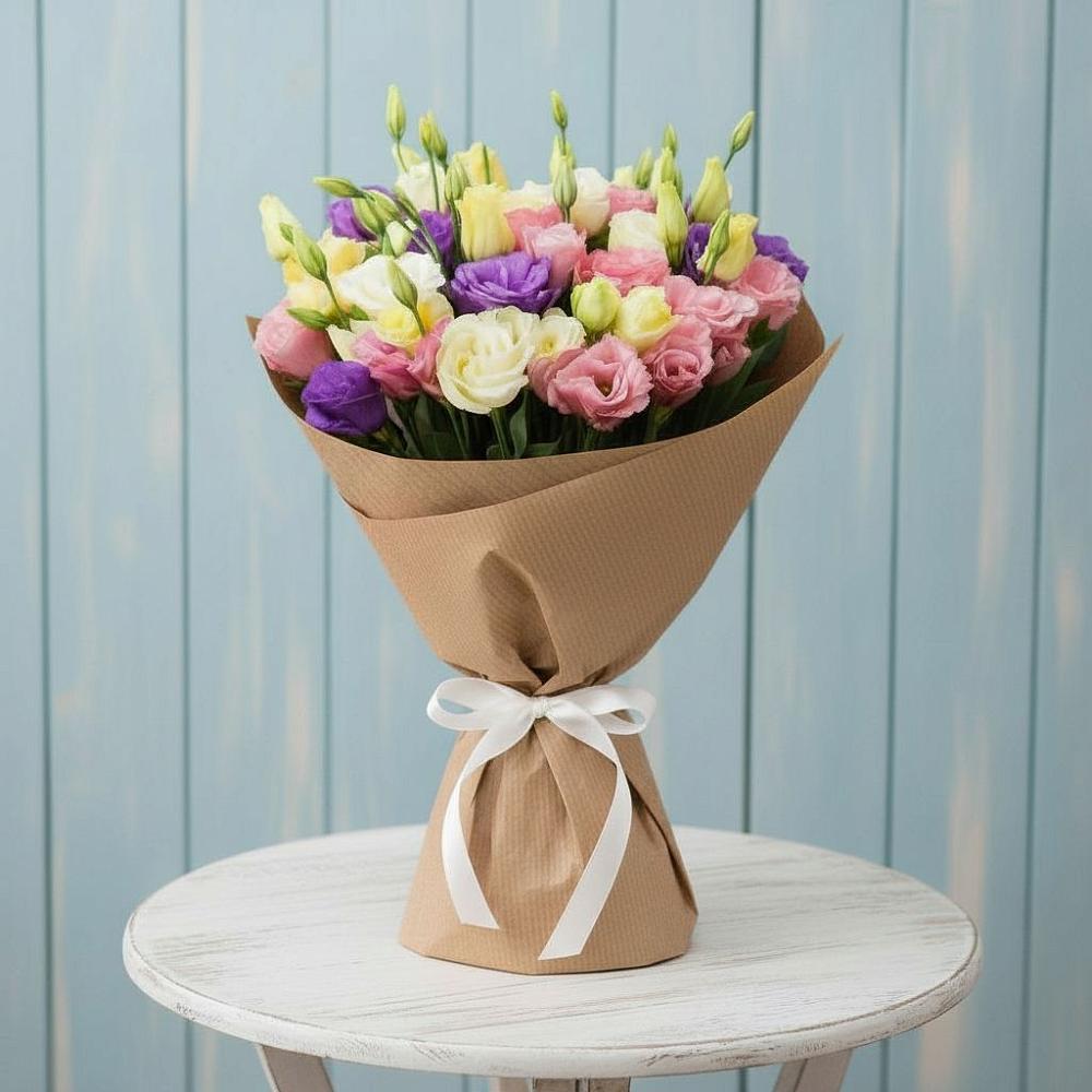 Букет цветов из: Лизиантусы в Староджерелиевской