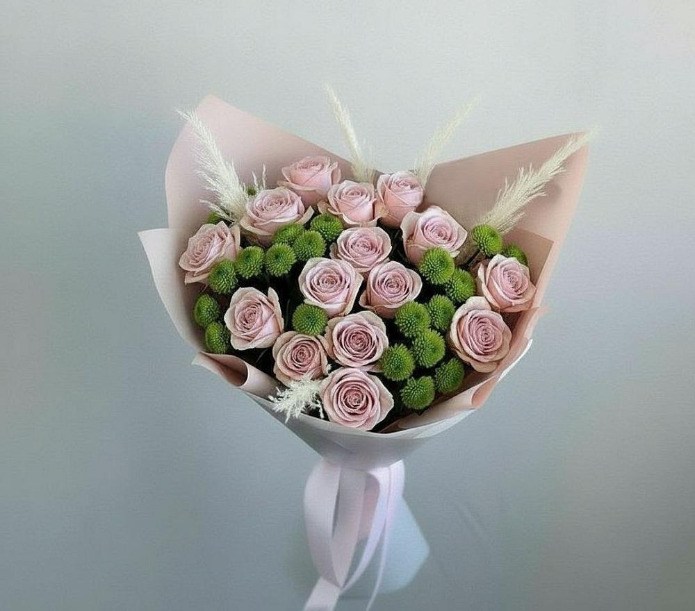 Букет цветов из: Розы и Хризантемы в Староджерелиевской