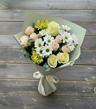 Букет цветов из:  Альстромерии, Розы и Хризантемы в Староджерелиевской