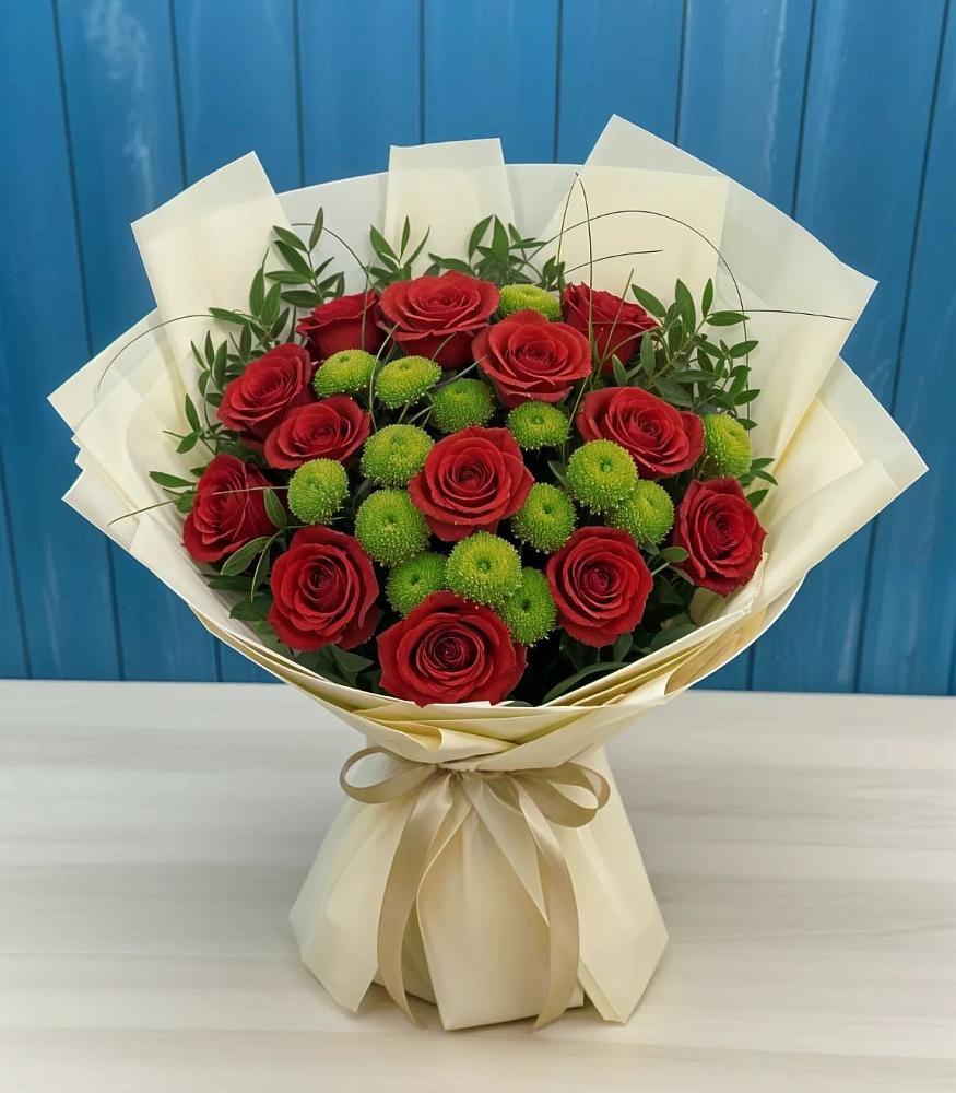 Букет цветов из: Розы и Хризантемы в Староджерелиевской