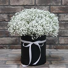 Цветочная композиция из Гипсофила в шляпной коробке в Староджерелиевской
